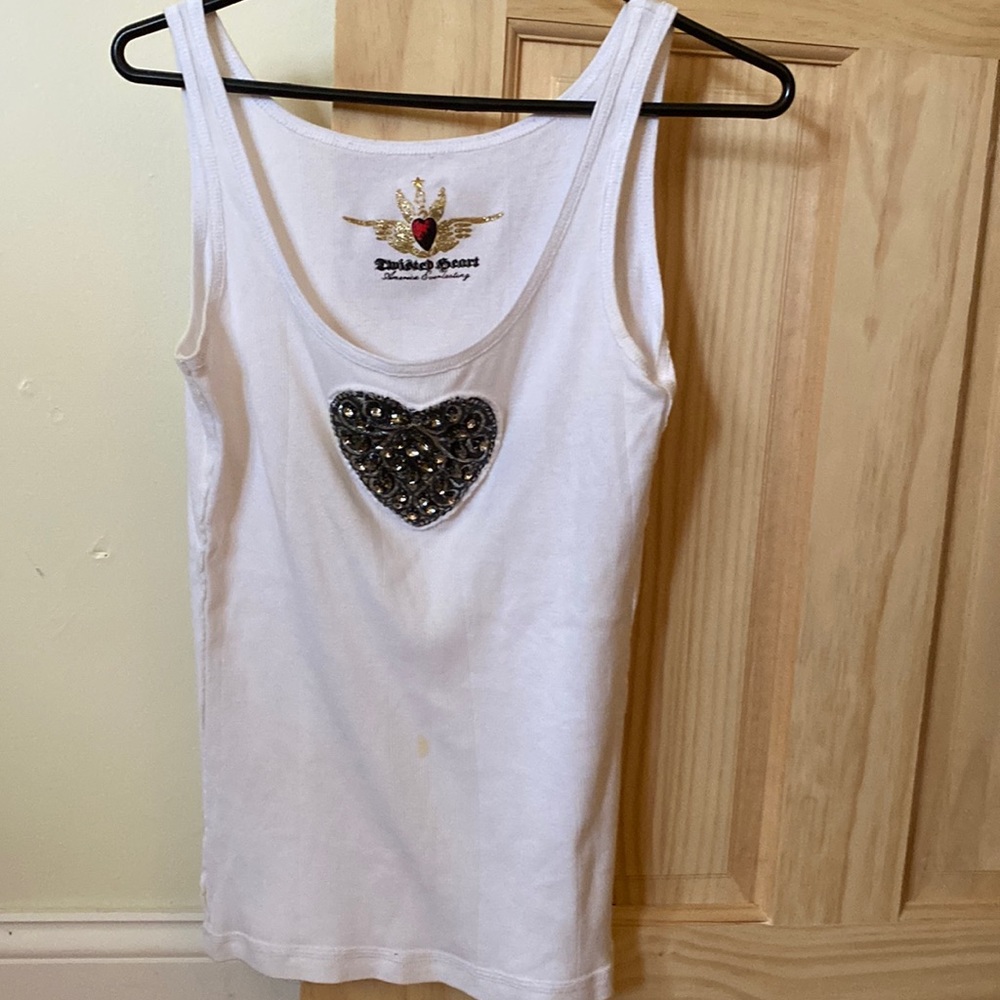 Rhinestone heart tank top